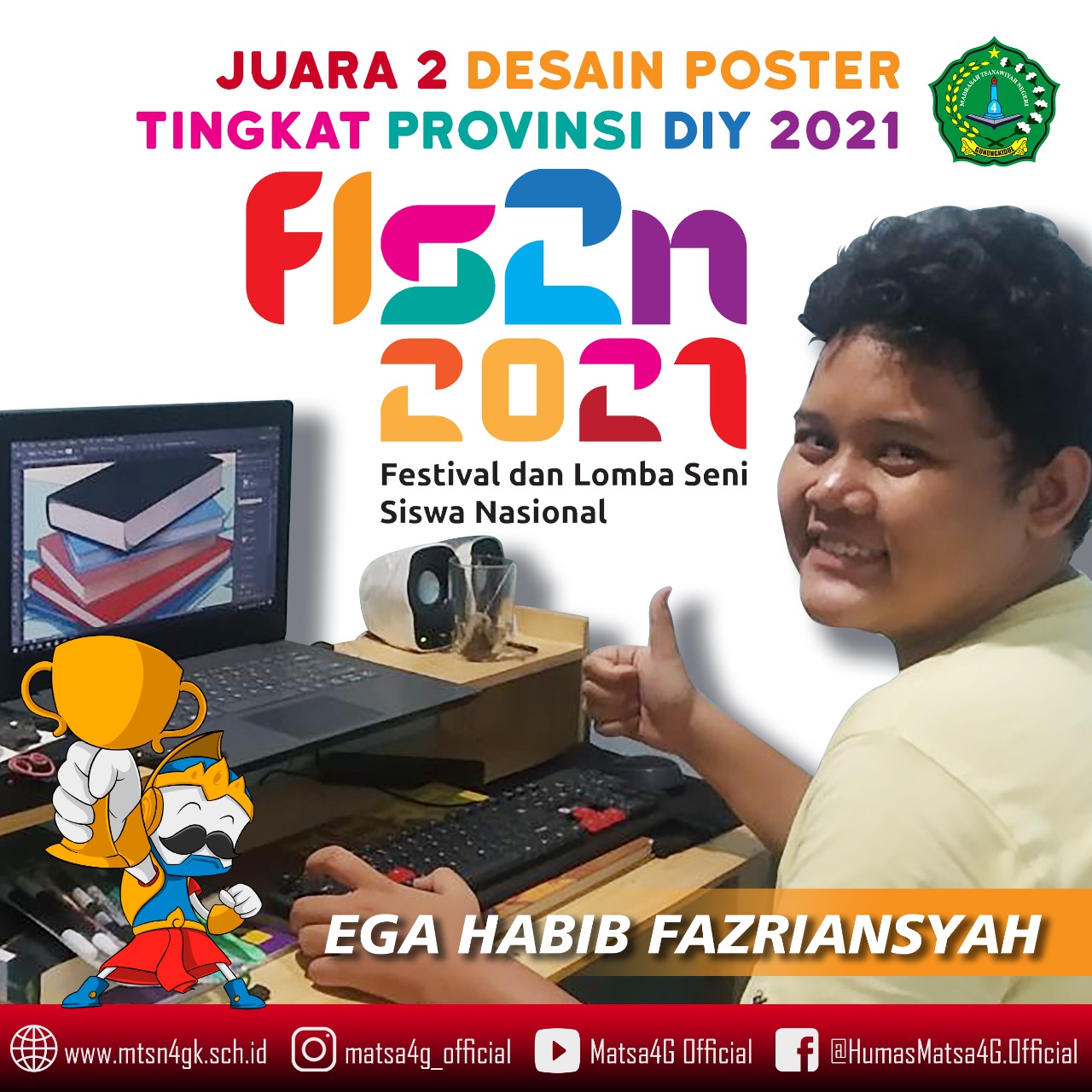 Siswa MTsN 4 Gunungkidul Duduki Peringkat 2 Lomba Poster FLS2N DIY