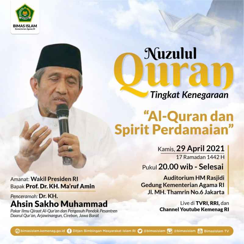 Peringatan Nuzulul Quran Tingkat Kenegaraan Usung Tema Al-Quran dan Spirit Perdamaian